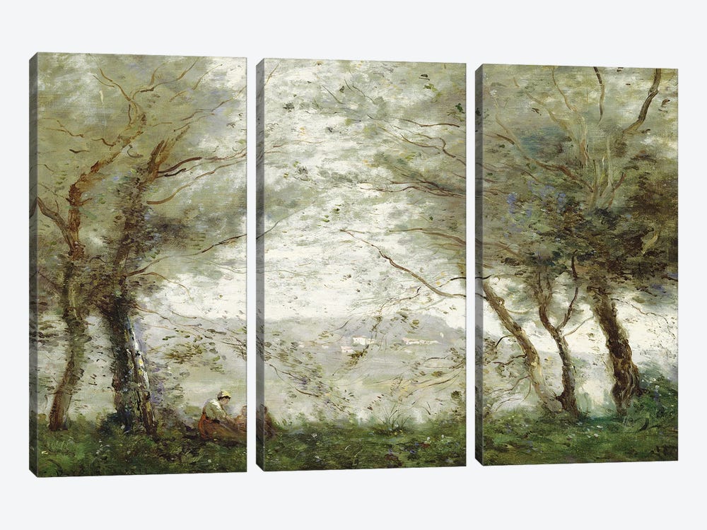 The Pond at Ville-d'Avray through the Trees, 1871  3-piece Canvas Art Print