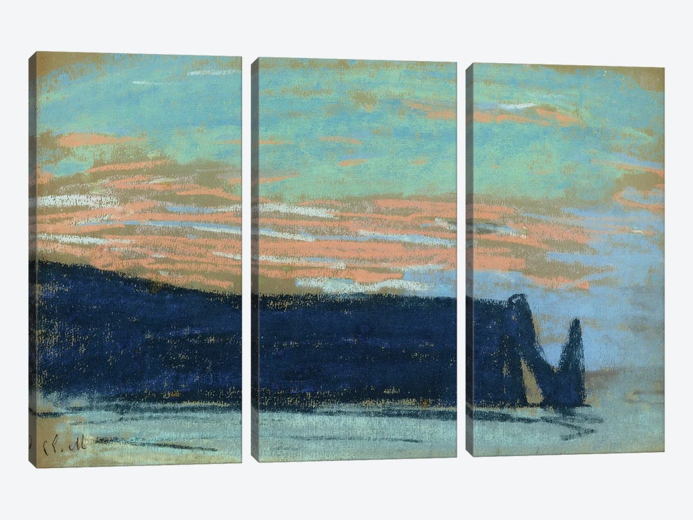 The Cliff at Etretat, c.1885  by Claude Monet 3-piece Canvas Print