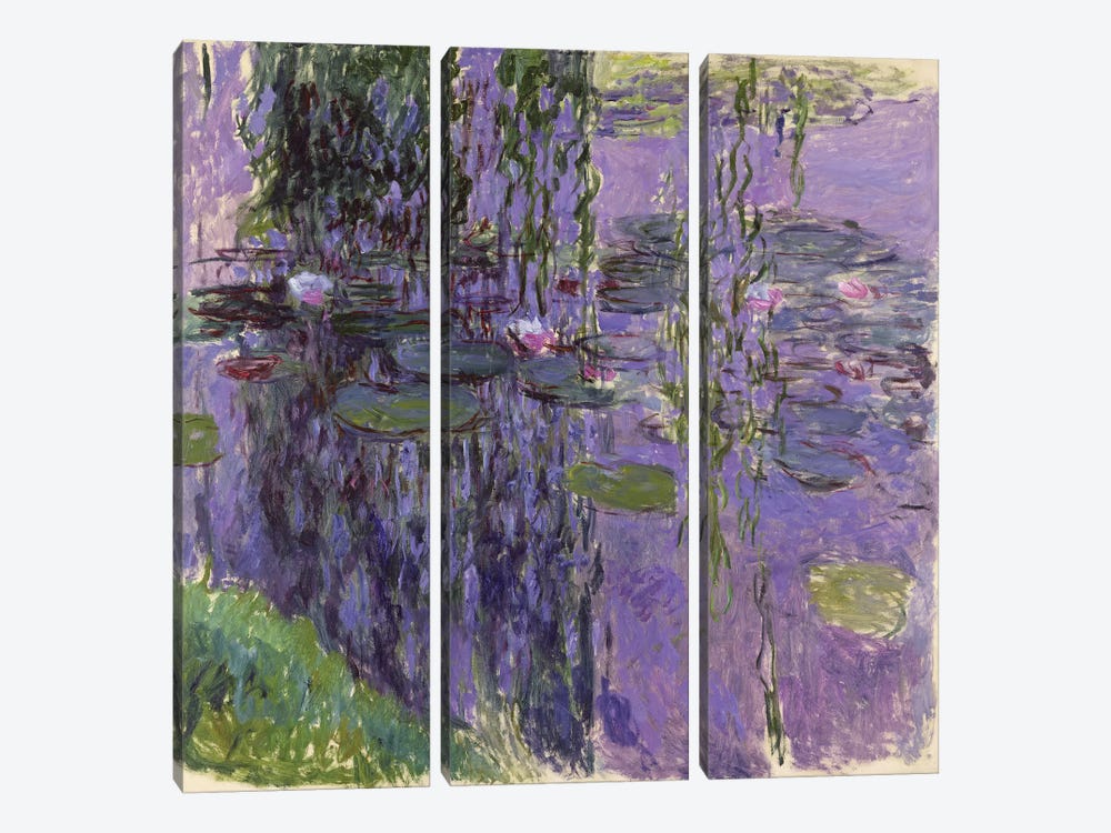 Nympheas, 1916-19  by Claude Monet 3-piece Canvas Print