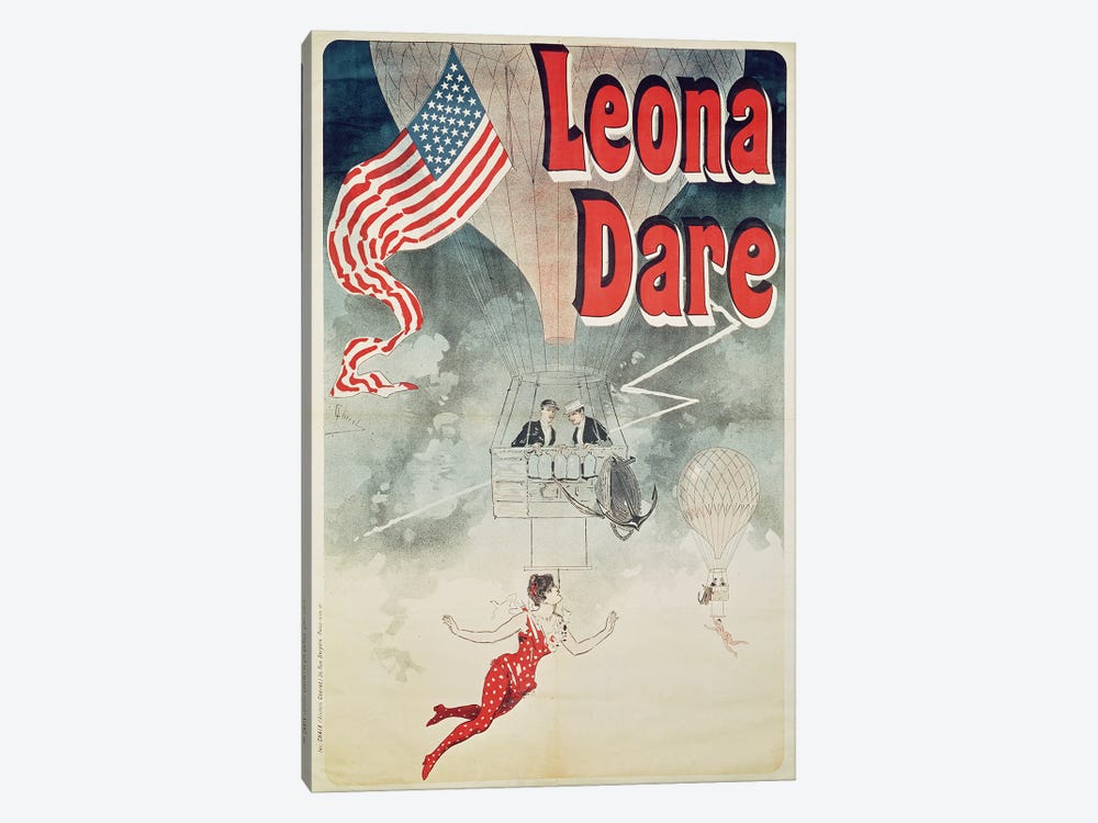 Ballooning: `Leona Dare' poster, 1890 by Jules Cheret 1-piece Canvas Wall Art