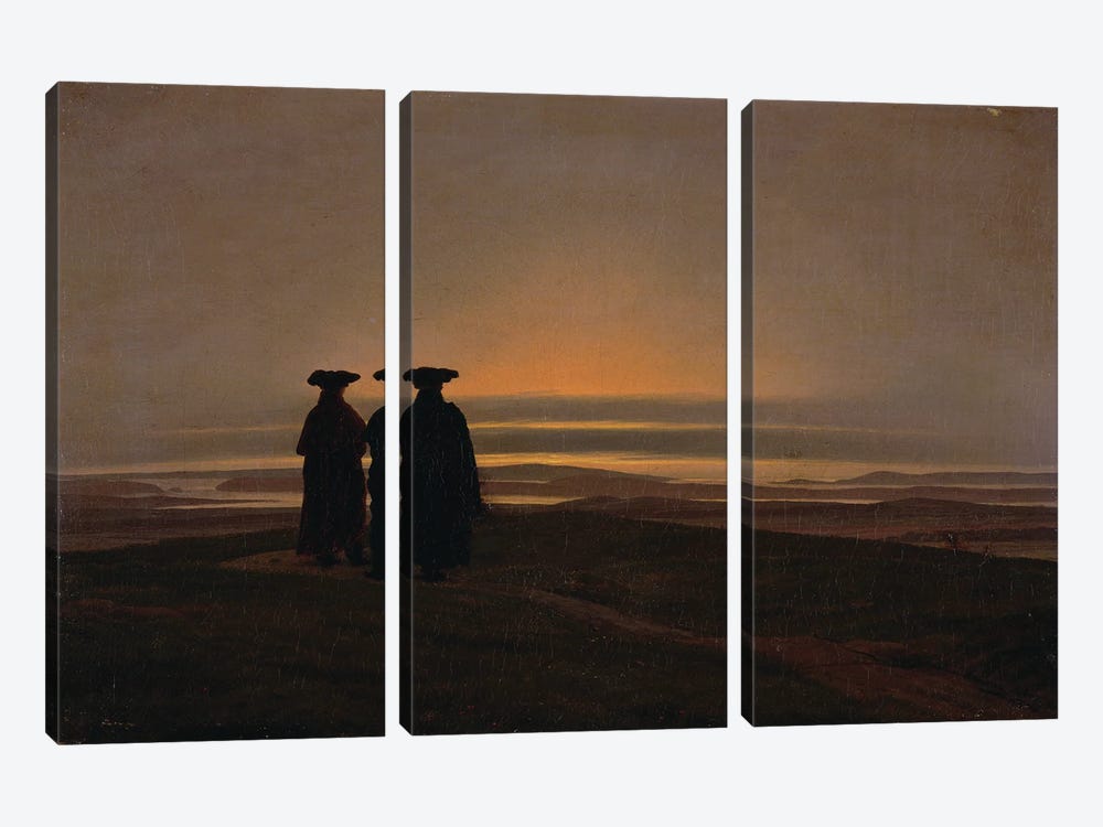Sunset  by Caspar David Friedrich 3-piece Canvas Wall Art