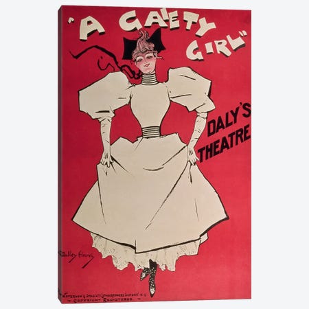 Poster advertising 'A Gaiety Girl' at the Daly's Theatre, Great Britain, 1890s  Canvas Print #BMN243} by Dudley Hardy Canvas Wall Art