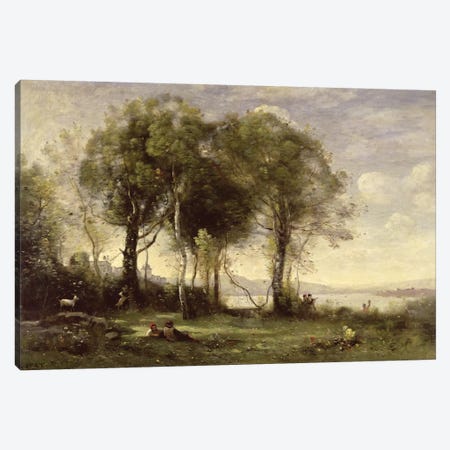 The Goatherds of Castel Gandolfo, 1866  Canvas Print #BMN2450} by Jean-Baptiste-Camille Corot Canvas Art Print