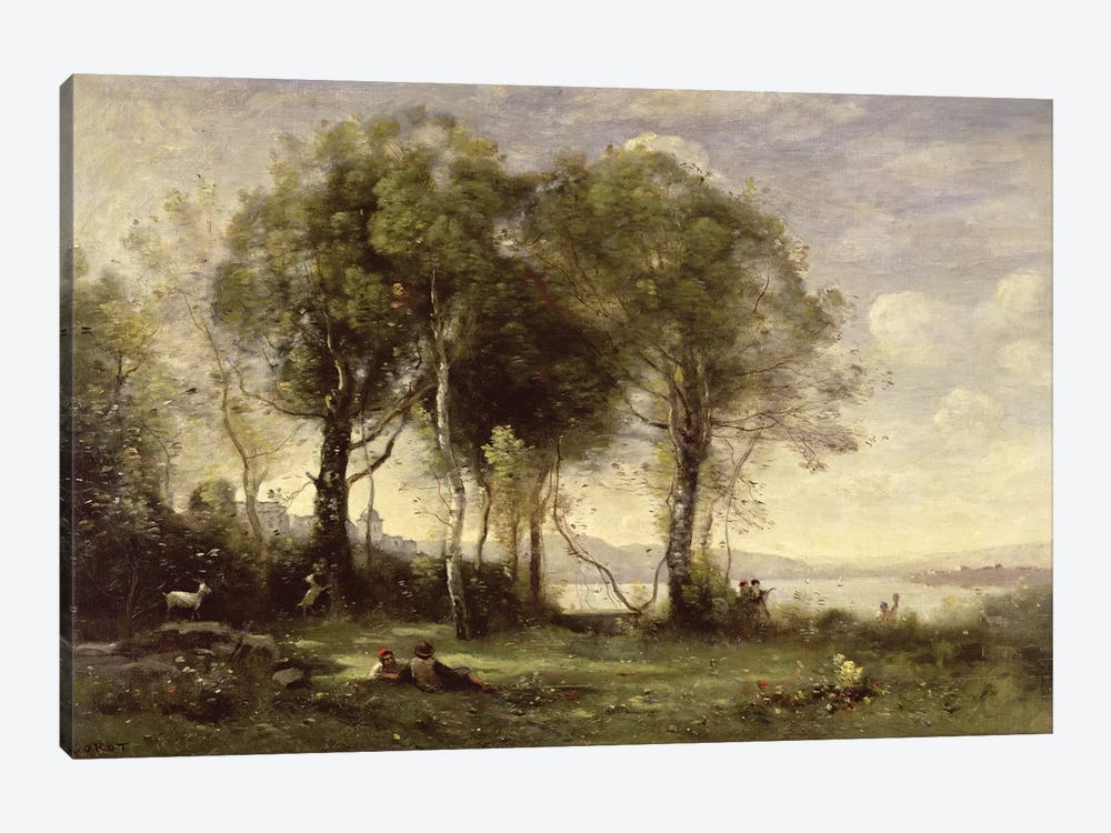 The Goatherds of Castel Gandolfo, 1866  by Jean-Baptiste-Camille Corot 1-piece Canvas Print