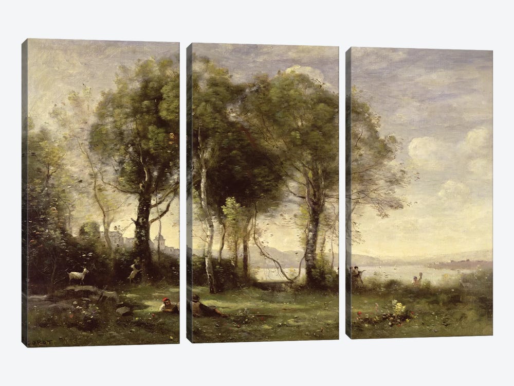 The Goatherds of Castel Gandolfo, 1866  by Jean-Baptiste-Camille Corot 3-piece Canvas Print