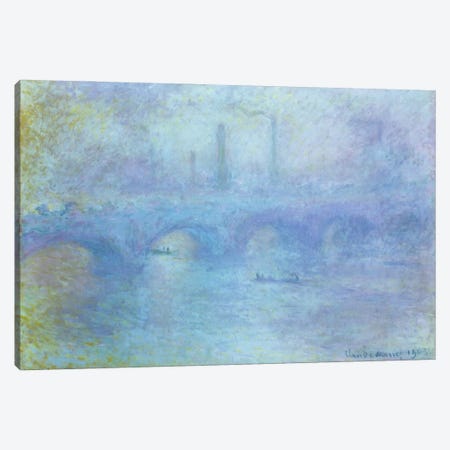 Waterloo Bridge, Effect of Fog, 1903  Canvas Print #BMN2457} by Claude Monet Canvas Art