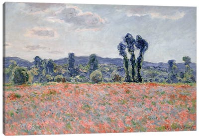 Poppy Field, 1887  Canvas Art Print - Claude Monet