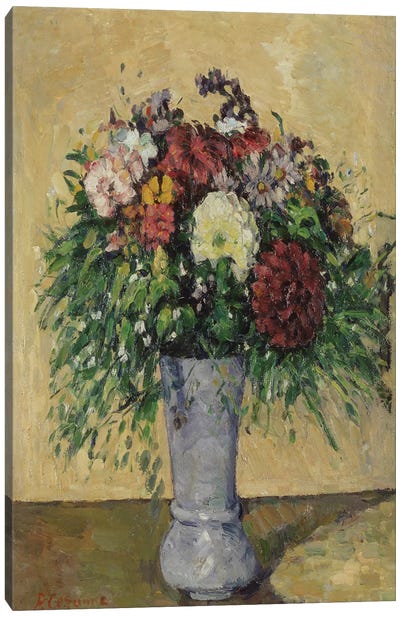 Bouquet of Flowers in a Vase, c.1877  Canvas Art Print - Pottery Still Life