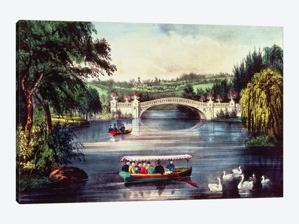 Central Park - The Bridge  by N. Currier 1-piece Art Print