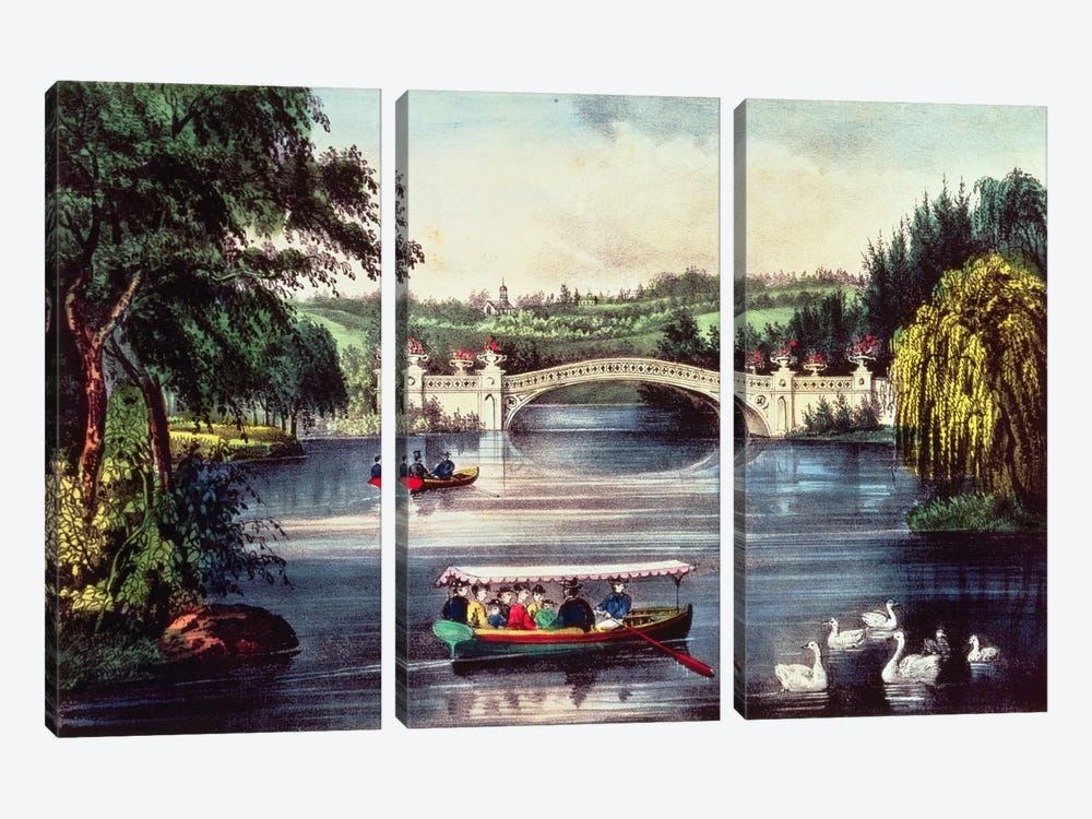 Central Park - The Bridge  by N. Currier 3-piece Art Print