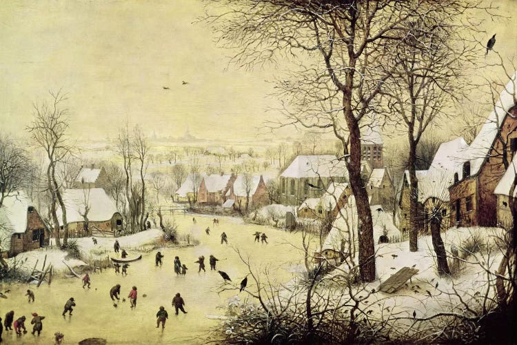 Winter Landscape with Skaters and a Bird Trap, 1565 