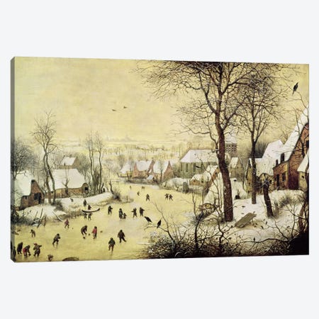 Winter Landscape with Skaters and a Bird Trap, 1565  Canvas Print #BMN2486} by Pieter Brueghel the Elder Canvas Print