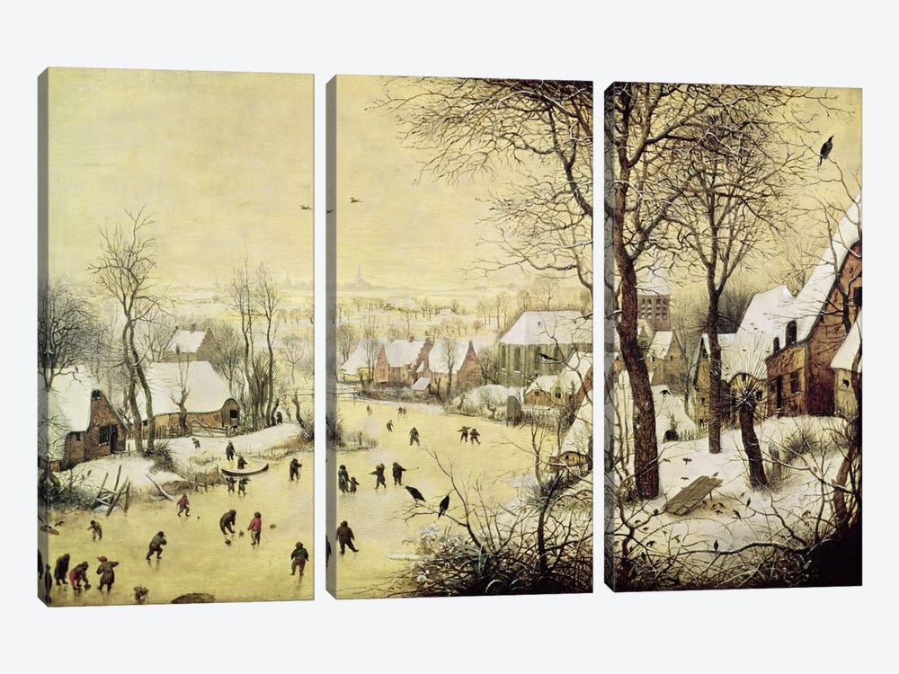 Winter Landscape with Skaters and a Bird Trap, 1565  by Pieter Brueghel the Elder 3-piece Canvas Artwork