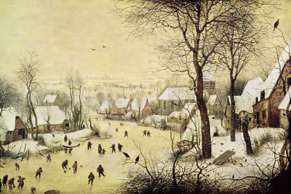 Snowscapes: Winter Landscape with Skaters and a Bird Trap, 1565  by Pieter Brueghel the Elder
