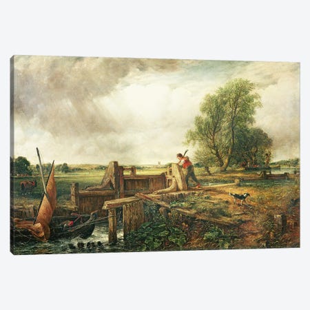 A Boat Passing a Lock  Canvas Print #BMN2491} by John Constable Art Print