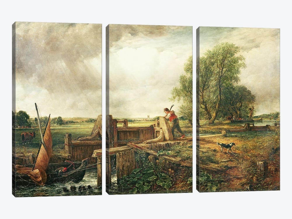 A Boat Passing a Lock  3-piece Canvas Art