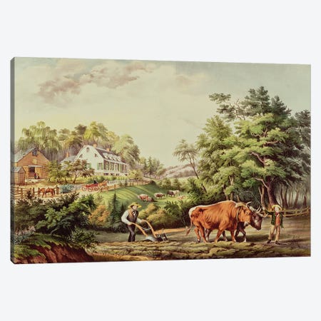 American Farm Scenes, engraved by Nathaniel Currier  Canvas Print #BMN2495} by Frances Flora Bond Palmer Canvas Wall Art