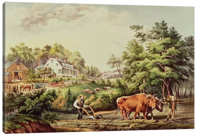 American Farm Scenes, engraved by Nathaniel Currier  Canvas Art Print