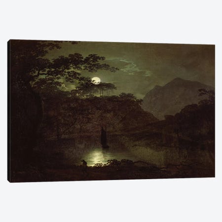 A Lake by Moonlight, c.1780-82  Canvas Print #BMN2508} by Joseph Wright of Derby Art Print