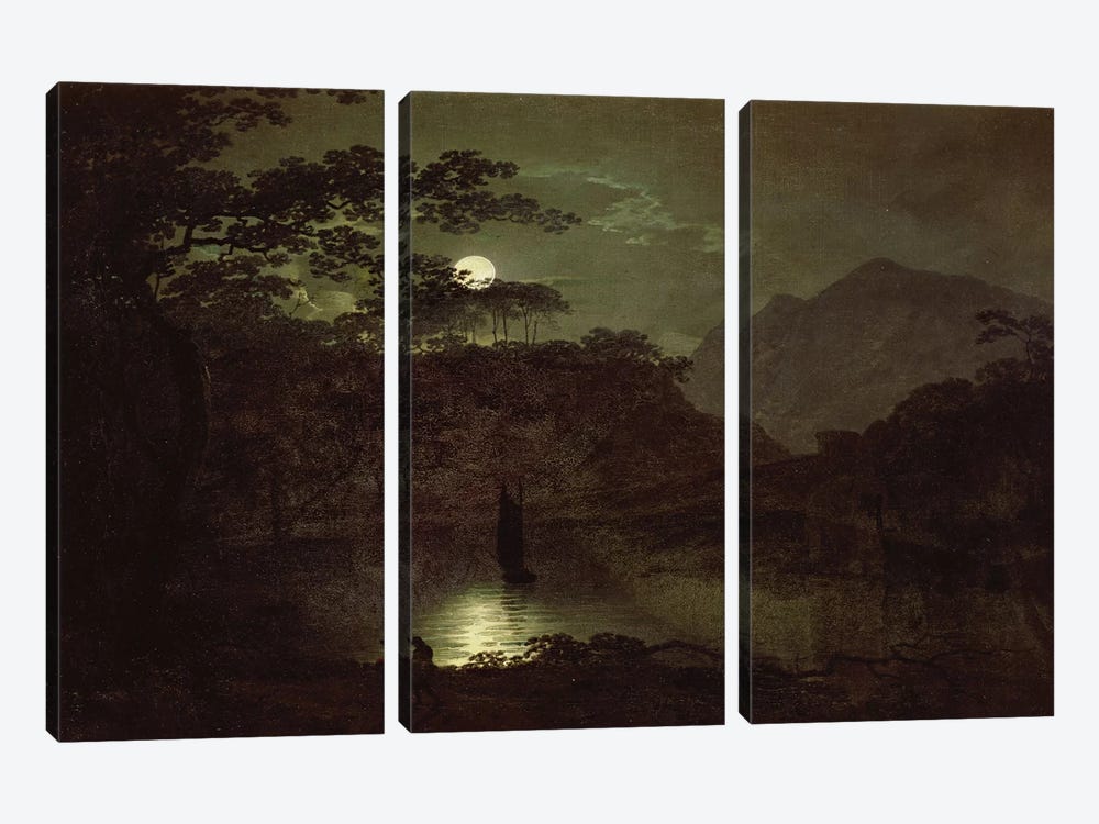 A Lake by Moonlight, c.1780-82  by Joseph Wright of Derby 3-piece Canvas Art Print