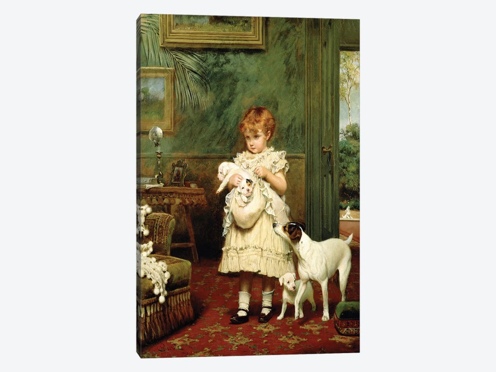 Girl with Dogs, 1893  by Charles Burton Barber 1-piece Canvas Art Print