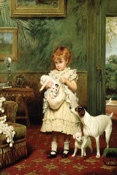 Realism: Girl with Dogs, 1893  by Charles Burton Barber