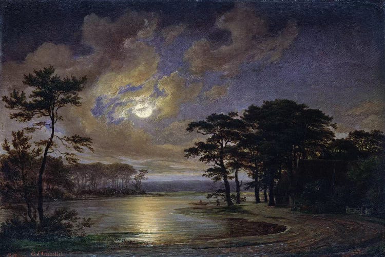 Holstein Sea - Moonlight, 1847  by Johann Georg Haeselich wall art