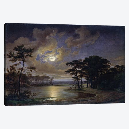 Holstein Sea - Moonlight, 1847  Canvas Print #BMN2522} by Johann Georg Haeselich Canvas Print