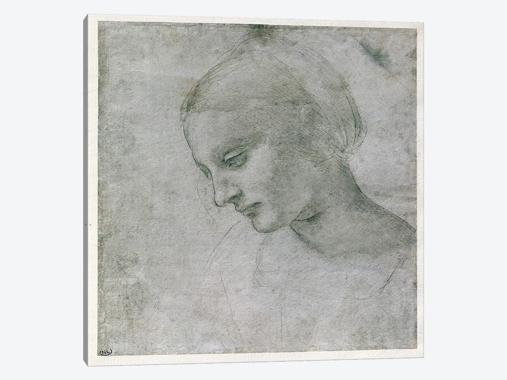 Head of a Young Woman or Head of the Virgin, c.1490  by Leonardo da Vinci 1-piece Canvas Wall Art