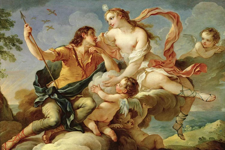 Venus and Adonis  by Charles Joseph Natoire wall art