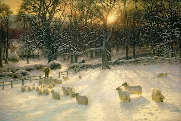 Large Scenic & Landscape Art - Canvas Prints: The Shortening Winter's Day is Near a Close  by Joseph Farquharson