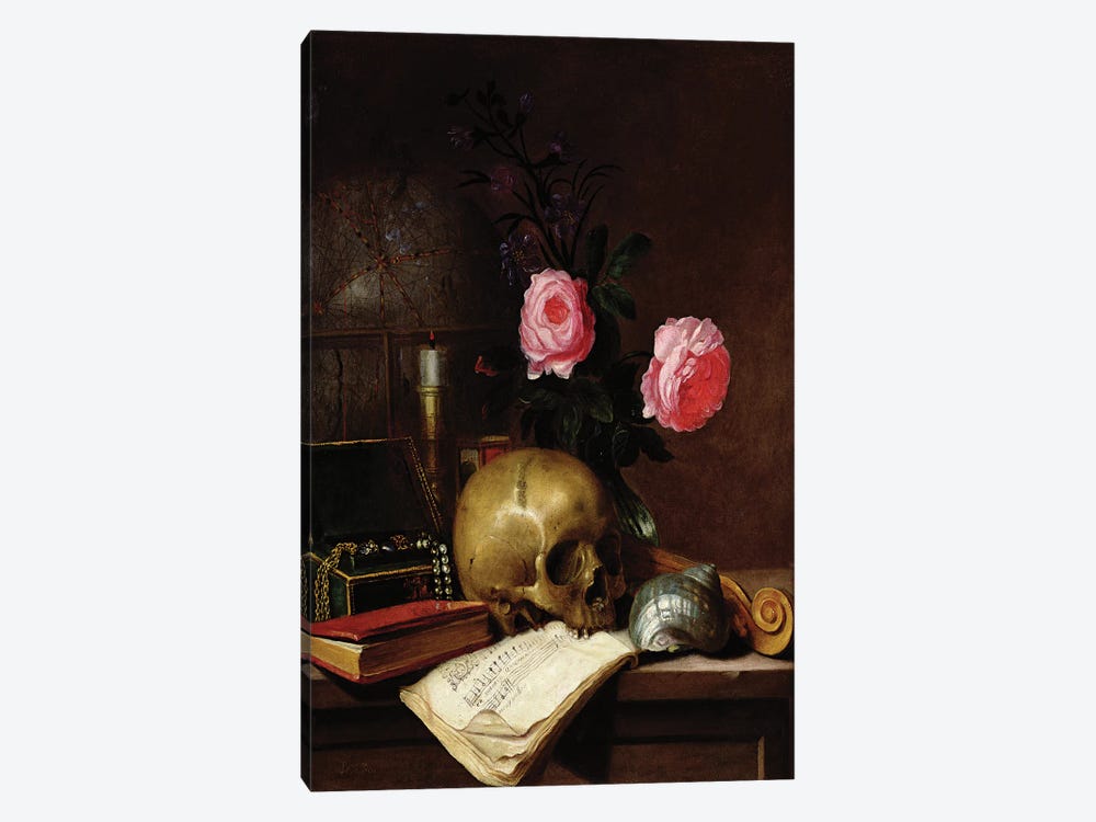 Still Life with a Skull  by Letellier 1-piece Art Print