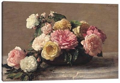 Roses in a Dish, 1882  Canvas Art Print
