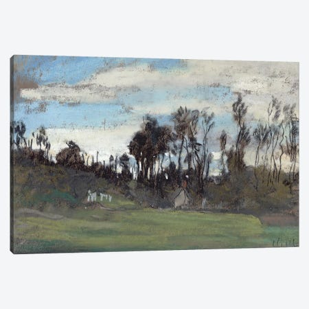 The Meadow lined with trees  Canvas Print #BMN2549} by Claude Monet Art Print