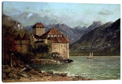 The Chateau de Chillon, 1875  Canvas Art Print - Village & Town Art