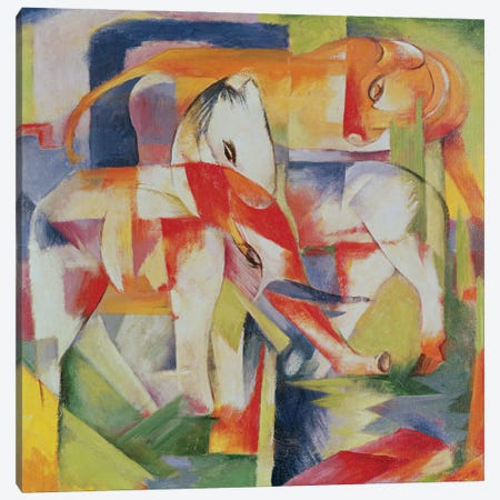 Elephant, Horse and Cow, 1914  Canvas Print #BMN2575} by Franz Marc Art Print