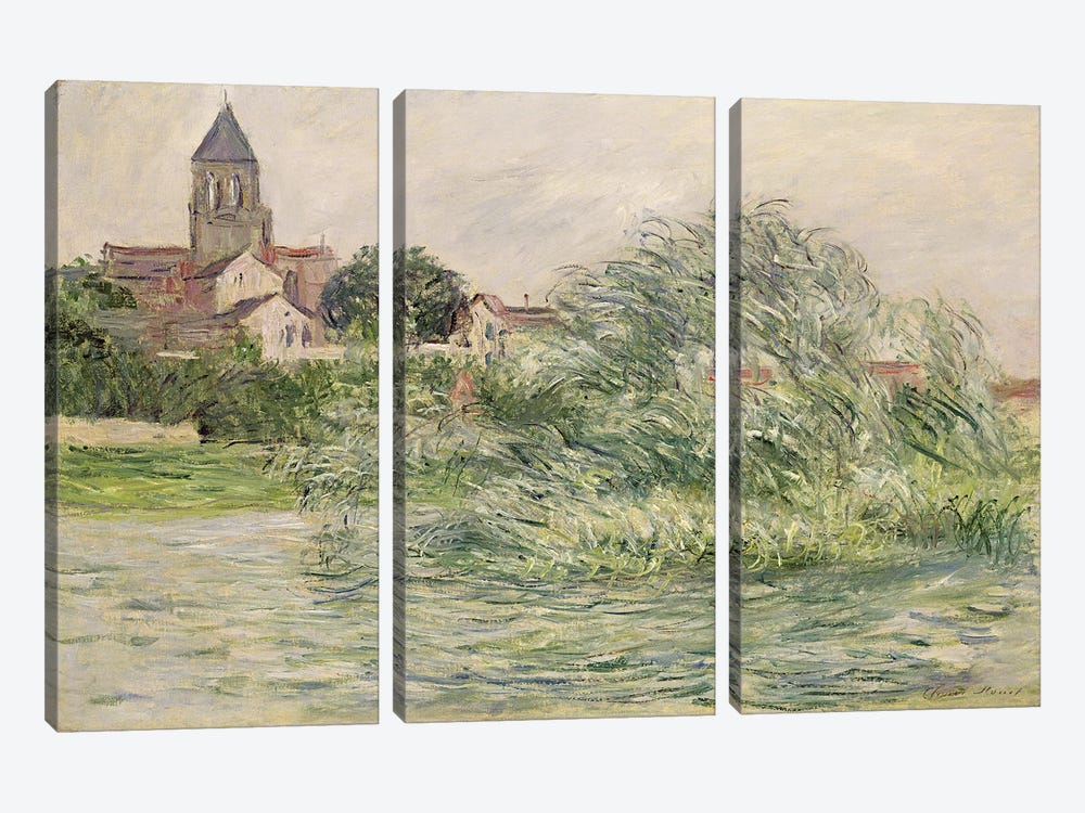 The Church and the Seine at Vetheuil, 1881  3-piece Canvas Art