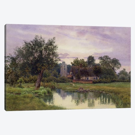 Evening, Hemingford Grey Church, Huntingdonshire  Canvas Print #BMN2589} by William Fraser Garden Canvas Print