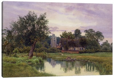 Evening, Hemingford Grey Church, Huntingdonshire  Canvas Art Print