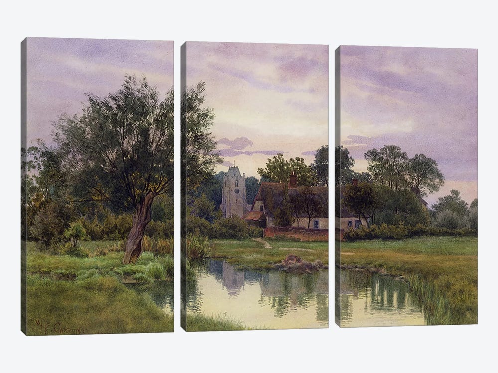 Evening, Hemingford Grey Church, Huntingdonshire  by William Fraser Garden 3-piece Canvas Artwork