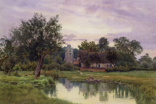 Tan: Evening, Hemingford Grey Church, Huntingdonshire  by William Fraser Garden