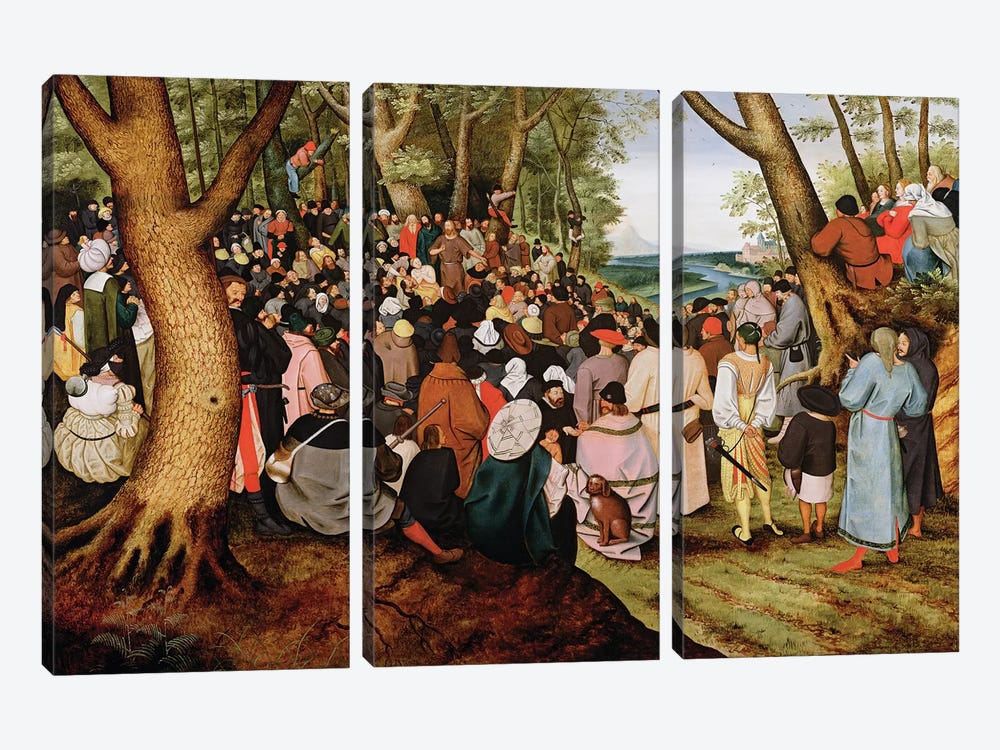 Landscape with St. John the Baptist Preaching  by Pieter Brueghel the Younger 3-piece Canvas Print