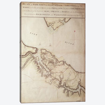 British map of the Siege of Yorktown, 1781  Canvas Print #BMN259} by John Hills Art Print
