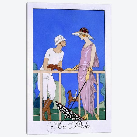 At Polo, 1920-29 (pochoir print) Canvas Print #BMN25} by George Barbier Canvas Print