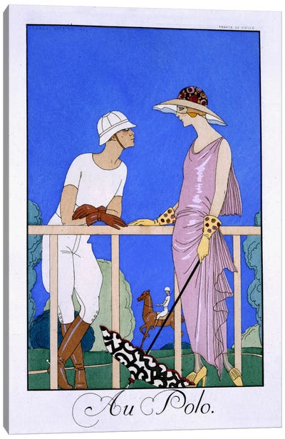 At Polo, 1920-29 (pochoir print) Canvas Art Print