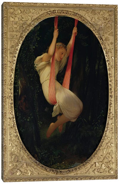 Young Girl on a Swing, 1845  Canvas Art Print