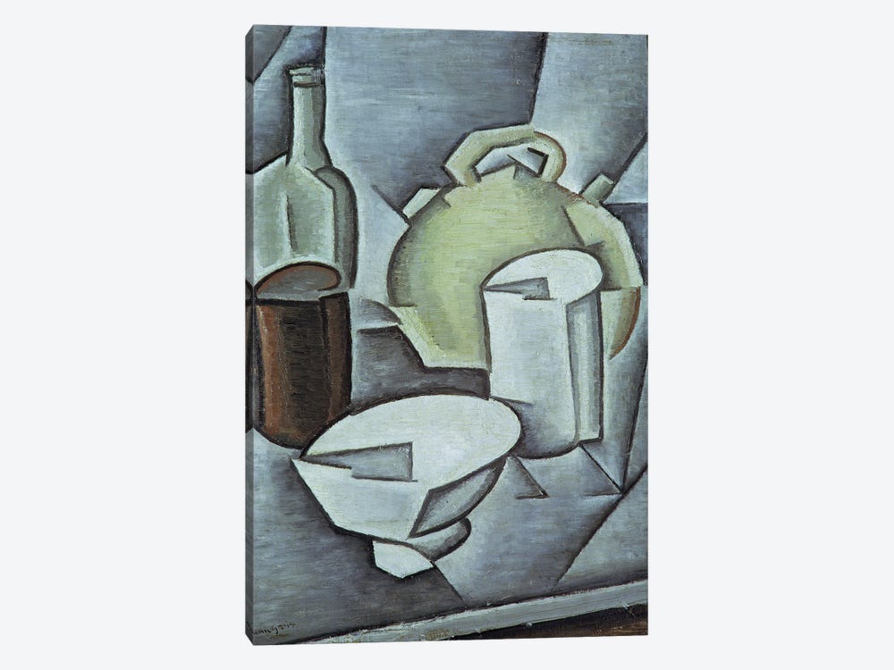 Still Life with a Bottle of Wine and an Earthenware Water Jug, 1911  by Juan Gris 1-piece Canvas Art