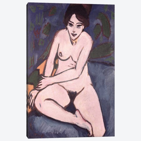 Model on Blue Ground, 1906  Canvas Print #BMN2612} by Ernst Ludwig Kirchner Canvas Print