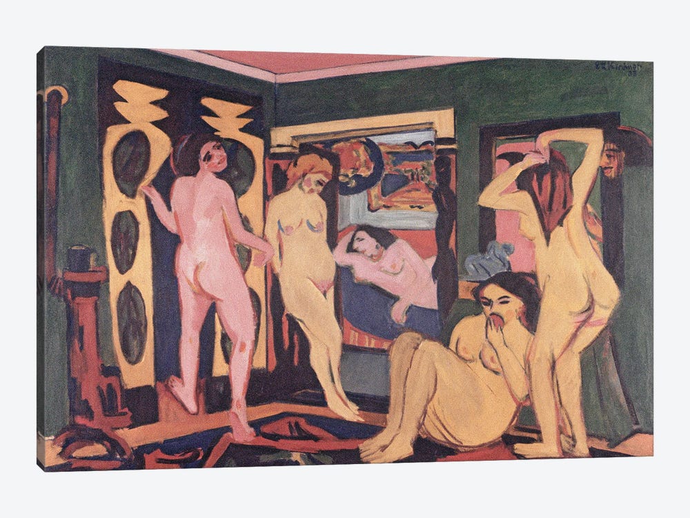 Bathers in a Room, 1908  by Ernst Ludwig Kirchner 1-piece Canvas Art