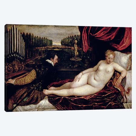 Venus and the Organist, c.1540-50  Canvas Print #BMN2624} by Titian Art Print